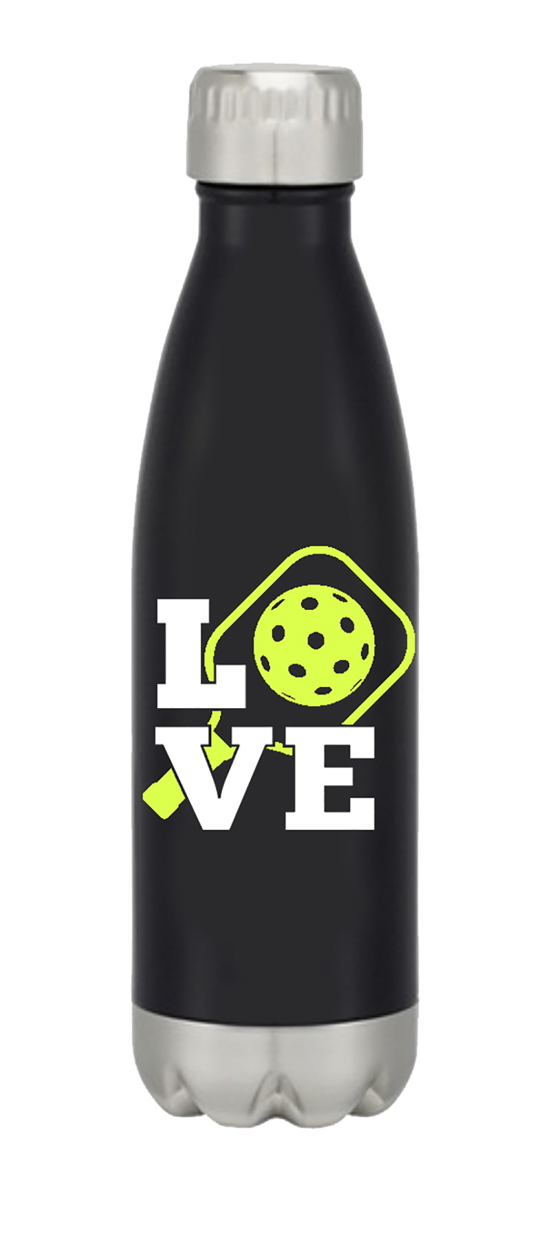 Love Pickleball Water Bottle (16oz.) (Black)
