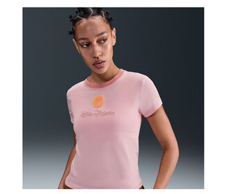 Nike Chll Knit MD Cropped Short Sleeve Top (W) (Pink Glaze)